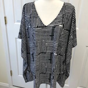 Chico’s black stripe tunic.